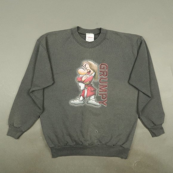 Vintage 1990s Disney Grumpy Crewneck Sweater in Light Gray Size Medium - Picture 2 of 7